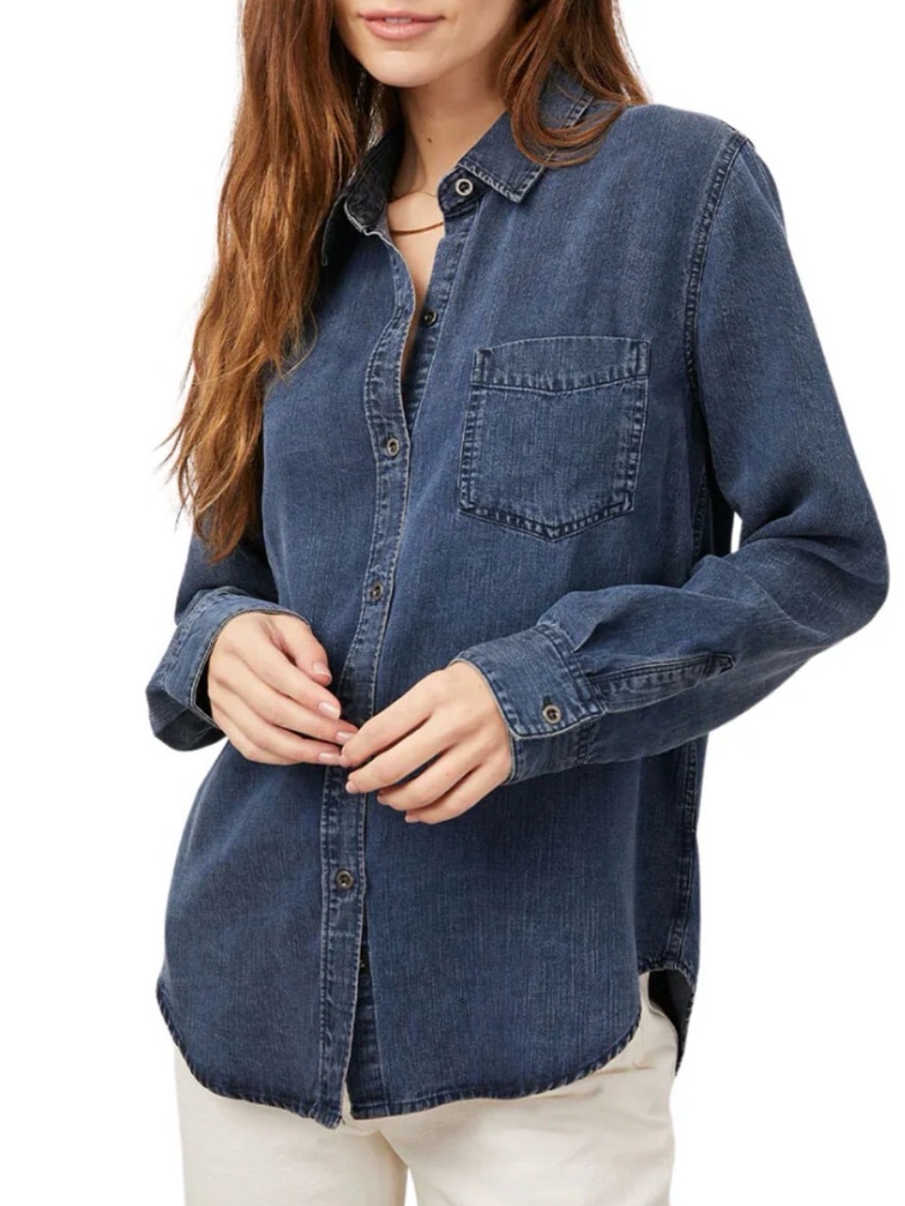 NWT Women’s Rails Ingrid Button-Down Tencel Denim Shirt Dark Vintage size XS